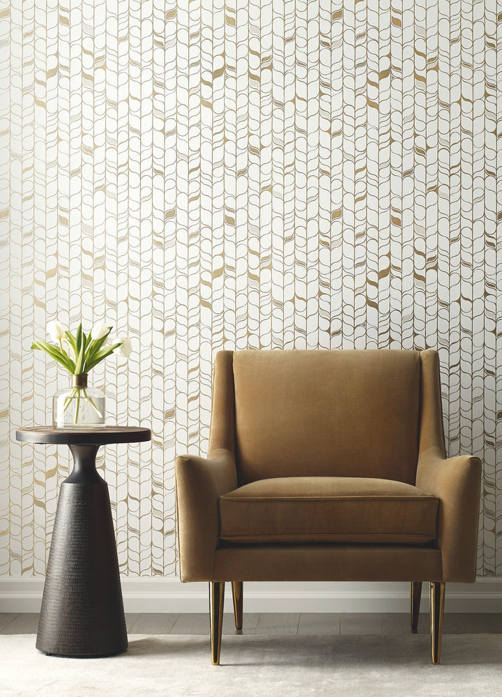 Perfect Petals White & Gold Wallpaper by Candice Olson Designer