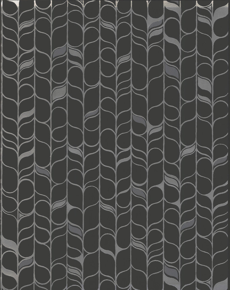 Perfect Petals Black & Silver Wallpaper by Candice Olson Candice Olson Modern Nature 2nd Edition Covers about 56.8 square feet 20.8-in by 32.79-ft long roll Unpasted 20.8 - Fabric Carolina -
