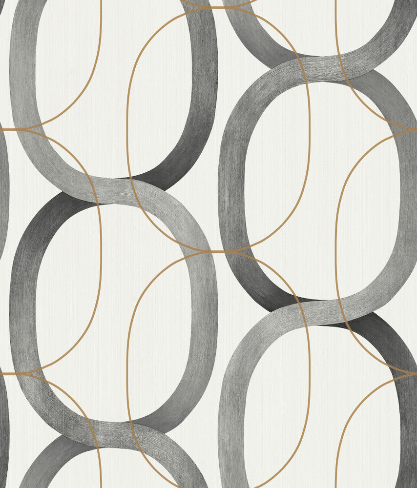 Interlock Black & Gold Wallpaper by Candice Olson Candice Olson Modern Nature 2nd Edition Covers about 56.4 square feet 20.5-in by 33-ft long roll Unpasted 24 - Fabric Carolina -