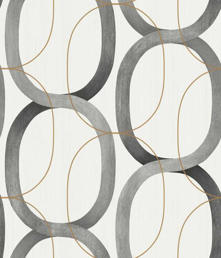 Interlock Black & Gold Wallpaper by Candice Olson Candice Olson Modern Nature 2nd Edition Covers about 56.4 square feet 20.5-in by 33-ft long roll Unpasted 24 - Fabric Carolina -