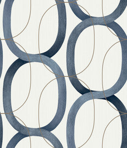 Interlock Navy Wallpaper by Candice Olson