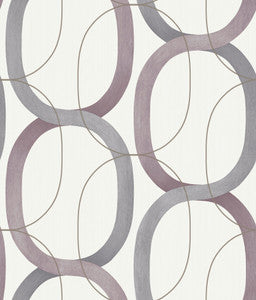 Interlock Plum Wallpaper by Candice Olson