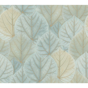 Leaf Concerto Turquoise Wallpaper by Candice Olson