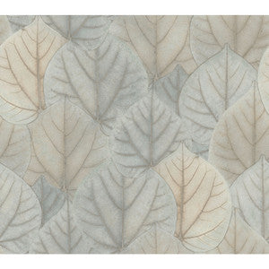 Leaf Concerto Blue & Taupe Wallpaper by Candice Olson