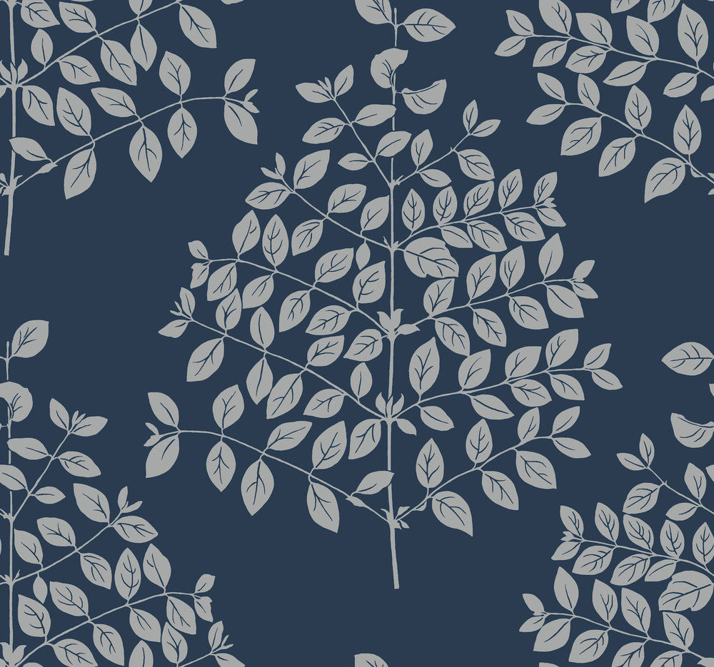 Tender Navy & Silver Wallpaper by Candice Olson Candice Olson Modern Nature 2nd Edition Covers about 60.8 square feet 27-in by 27-ft long roll Unpasted 25.25 - Fabric Carolina -