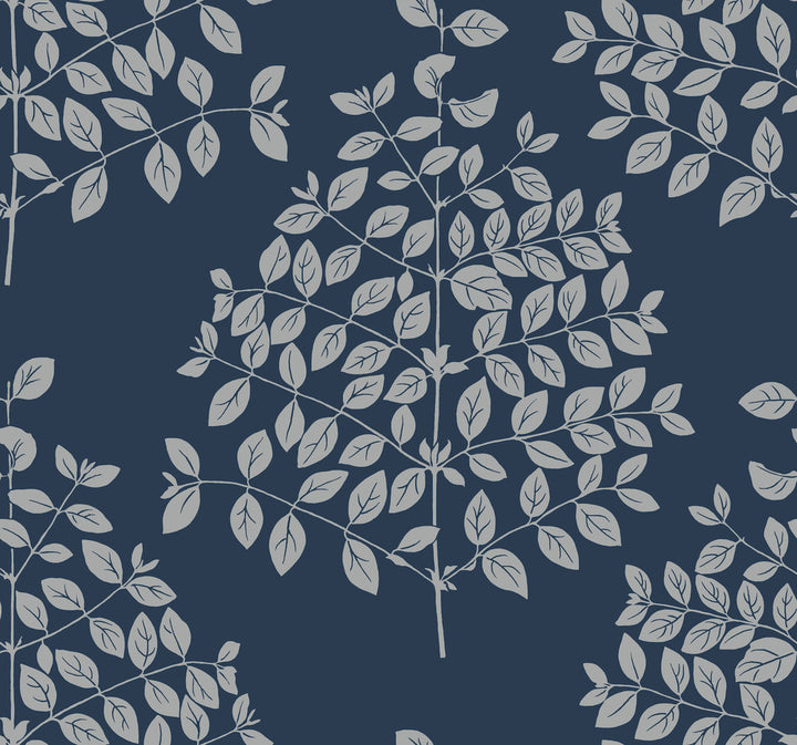 Tender Navy & Silver Wallpaper by Candice Olson Candice Olson Modern Nature 2nd Edition Covers about 60.8 square feet 27-in by 27-ft long roll Unpasted 25.25 - Fabric Carolina -