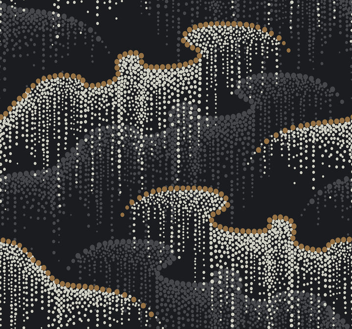 Moonlight Pearls Black Wallpaper by Candice Olson Candice Olson Modern Nature 2nd Edition Covers about 60.8 square feet 27-in by 27-ft long roll Unpasted 25.25 - Fabric Carolina -
