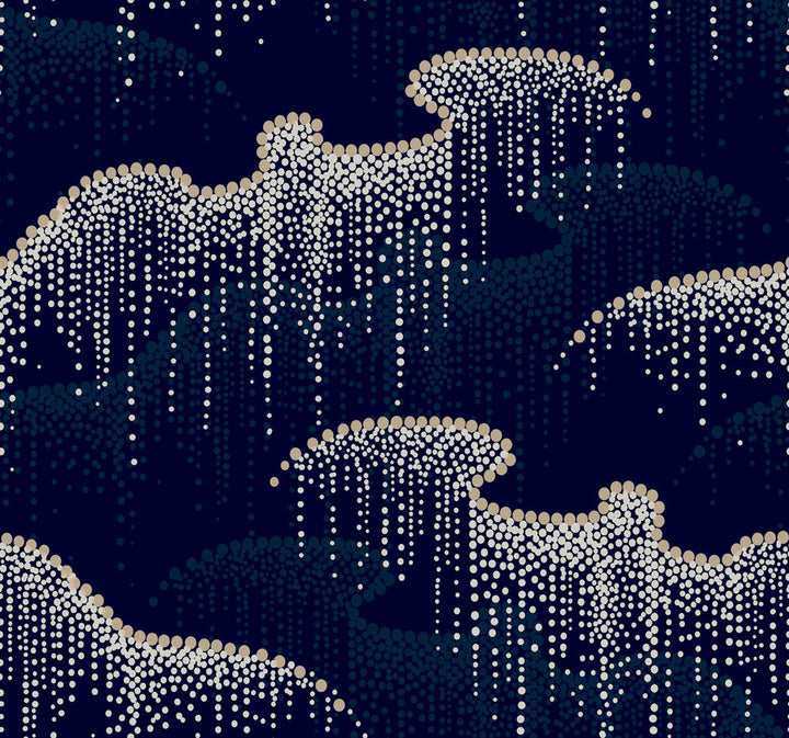 Moonlight Pearls Navy Wallpaper by Candice Olson Candice Olson Modern Nature 2nd Edition Covers about 60.8 square feet 27-in by 27-ft long roll Unpasted 25.25 - Fabric Carolina -