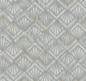 Modern Shell Blue & Grey Wallpaper by Candice Olson