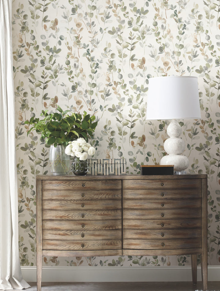 Joyful Eucalpytus Green Wallpaper by Candice Olson Designer