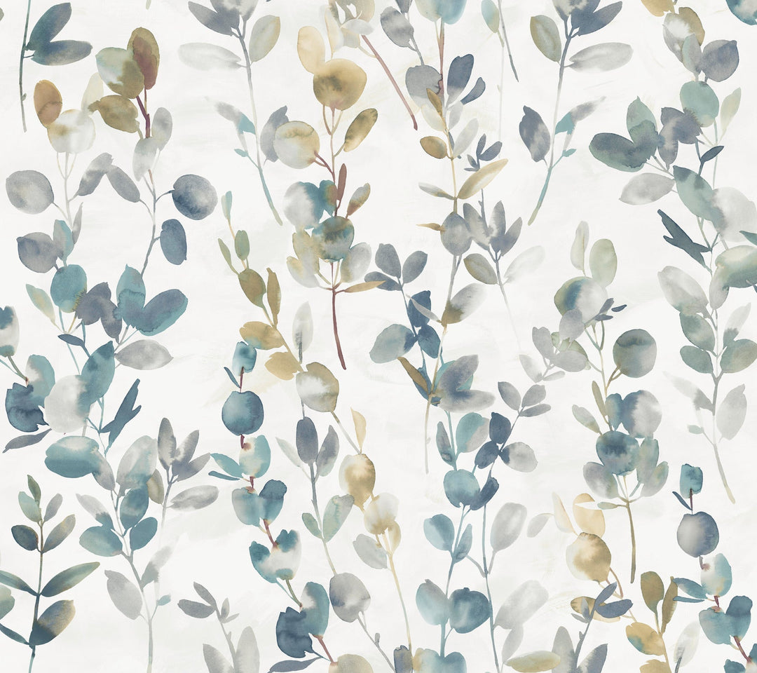Joyful Eucalyptus Turquoise Wallpaper by Candice Olson Designer