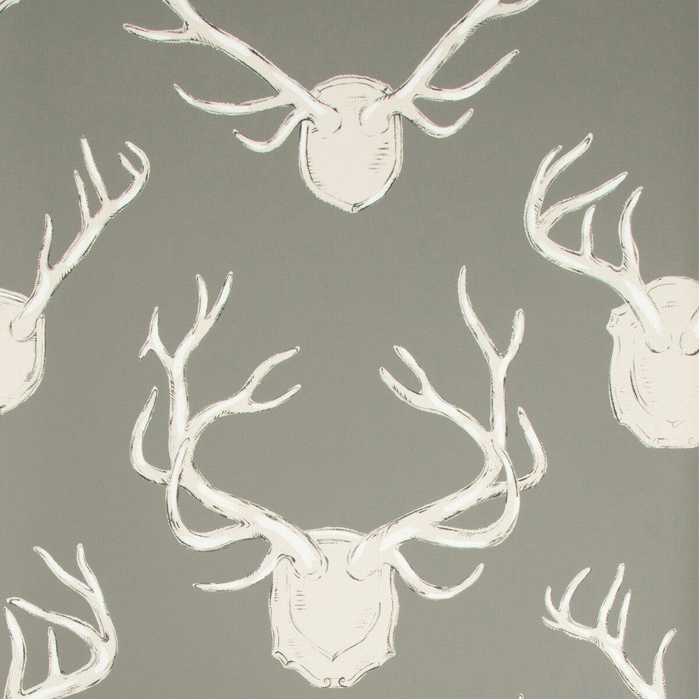 Antlers Paper Grey by Lee Jofa Designer Wallcovering LODGE II WALLPAPER PAPER - 100% United States Horizontal: 27 and Vertical: 32.25 27 - Swanky Fabrics -