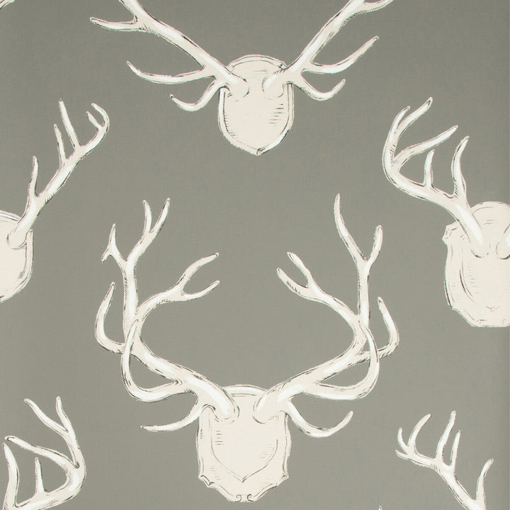 Antlers Paper Grey by Lee Jofa Designer Wallcovering LODGE II WALLPAPER PAPER - 100% United States Horizontal: 27 and Vertical: 32.25 27 - Swanky Fabrics -