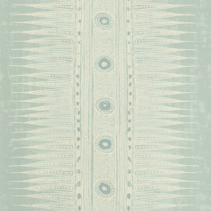 Indian Zag Paper Aqua by Lee Jofa Designer Wallcovering SUZANNE RHEINSTEIN III PAPER - 100% United States Horizontal: 27 and Vertical: 26.875 27 - Swanky Fabrics -