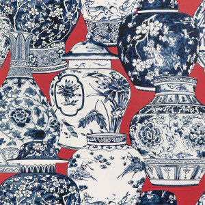Pandan Paper Chili/Blue by Lee Jofa Wallcovering