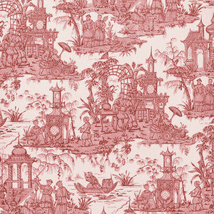 Pagoda Toile Paper Garnet by Lee Jofa Wallcovering