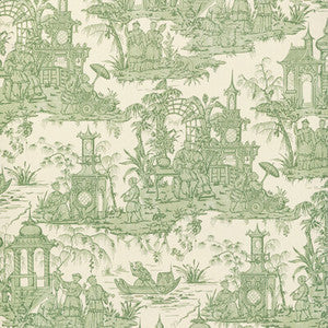 Pagoda Toile Paper Green by Lee Jofa Wallcovering