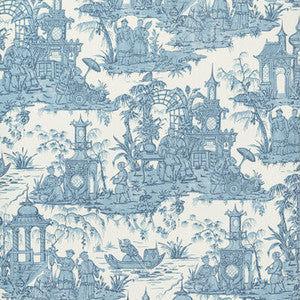 Pagoda Toile Paper Blue by Lee Jofa Wallcovering