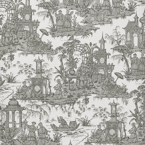 Pagoda Toile Paper Coal by Lee Jofa Wallcovering