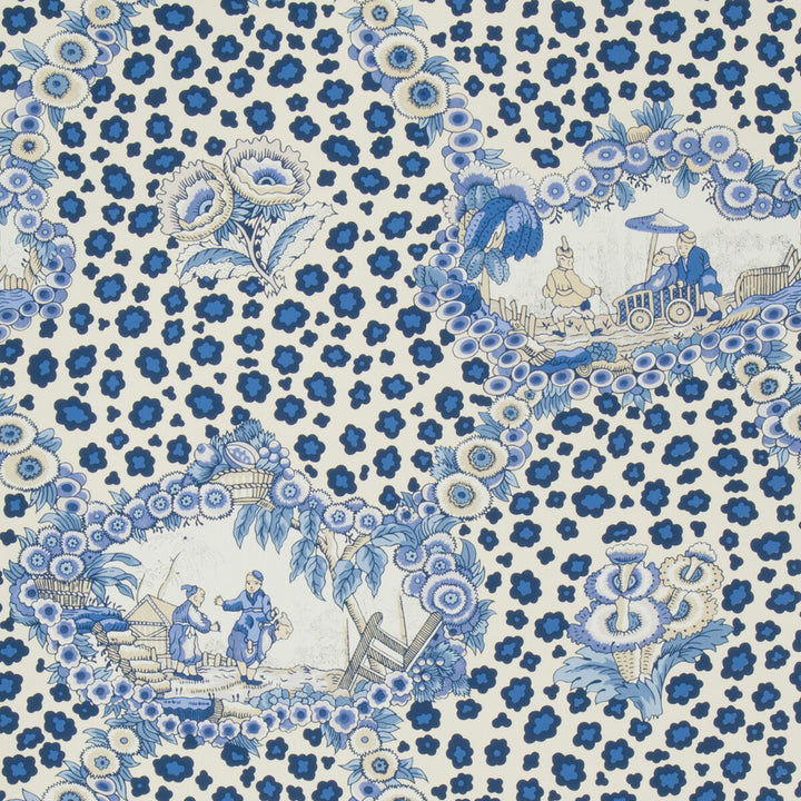 Chinese Leopard Toile Porcelain by Brunschwig & Fils Wallcovering Brunschwig & Fils Wallcovering Chinese Leopard Toile PorcelainWallcovering VOLUME 57 PAPER - 100% United States </p><p>Repeat: H: 17, V: 16 17 - Fabric Carolina -