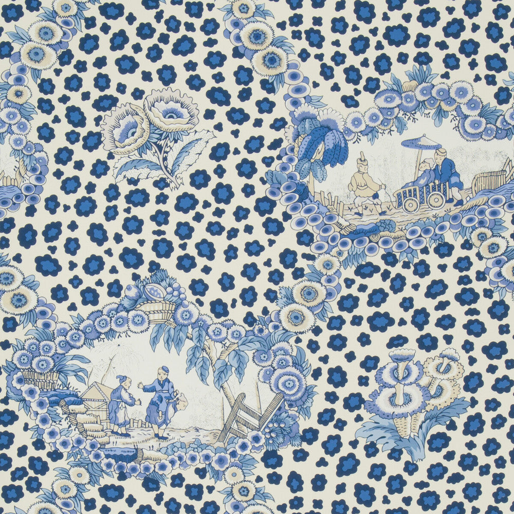 Chinese Leopard Toile Porcelain by Brunschwig & Fils Wallcovering Brunschwig & Fils Wallcovering Chinese Leopard Toile PorcelainWallcovering VOLUME 57 PAPER - 100% United States </p><p>Repeat: H: 17, V: 16 17 - Fabric Carolina -