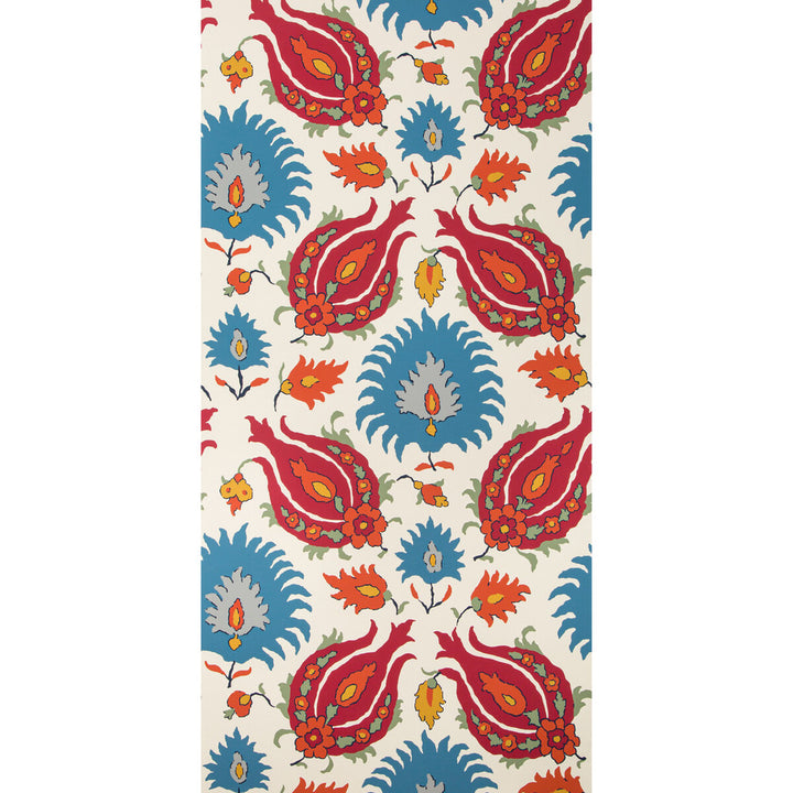 Kashmiri Pomegranate/Blue by Brunschwig & Fils Wallcovering Brunschwig & Fils Wallcovering Kashmiri Pomegranate/BlueWallcovering GRAND BAZAAR WALLPAPERS PAPER - 95%;OTHER - 5% United States </p><p>Repeat: H: 27, V: 29.19 27 - Fabric Carolina -