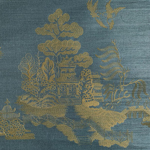 La Pagode Teal by Brunschwig & Fils Wallcovering