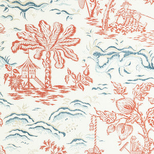 Valensole Red/Blue by Brunschwig & Fils Wallcovering