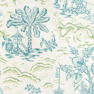 Valensole Teal/Leaf by Brunschwig & Fils Wallcovering