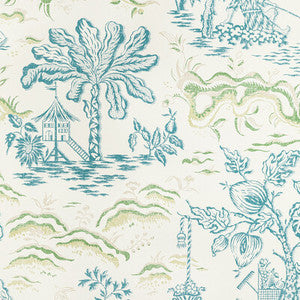 Valensole Teal/Leaf by Brunschwig & Fils Wallcovering