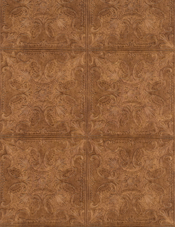 Tin Tile Brown Wallpaper by York Wallcoverings Natural Textures Covers about 57.2 square feet 20.8-in by 33-ft long roll Unpasted 10.4 - Fabric Carolina -