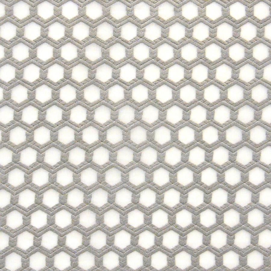 Pergamon # 515 Raincloud by Maxwell Designer Fabric Sheer Paths 100% POLYESTER TURKEY V-1.75" H-1" 118" EMB. WIDTH 110" - Swanky Fabrics -