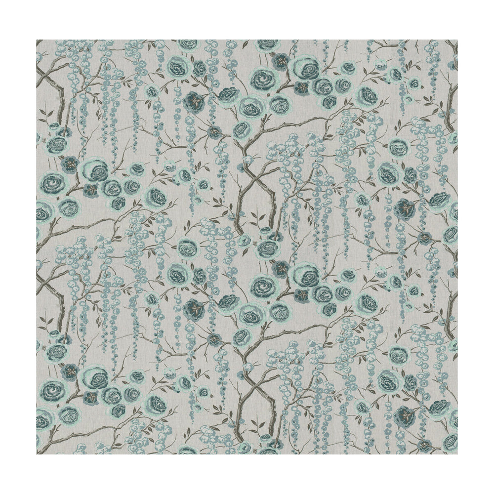 Peonytree Aquamarine by Kravet Basics Fabric SARAH RICHARDSON HARMONY LINEN - 100% China MEDIUM Horizontal: 54.5 and Vertical: 27 54.5 - Fabric Carolina -