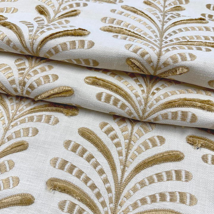 Perdido Golden by Magnolia Designer Fabric - 52% Cotton, 48% Polyester, Emb 100% Poly India 51000 Horizontal: 10.5 and Vertical: 6.5 54 - Swanky Fabrics -