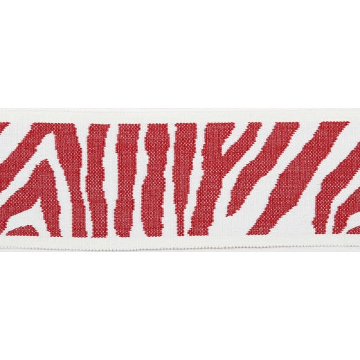 Pergola - Zebra Tape - Cranberry by Europatex Designer Fabric Pergola 100% Solution Dyed Acrylic China See Sample Horizontal: N/A and Vertical: N/A 3.25 inches  - Swanky Fabrics -