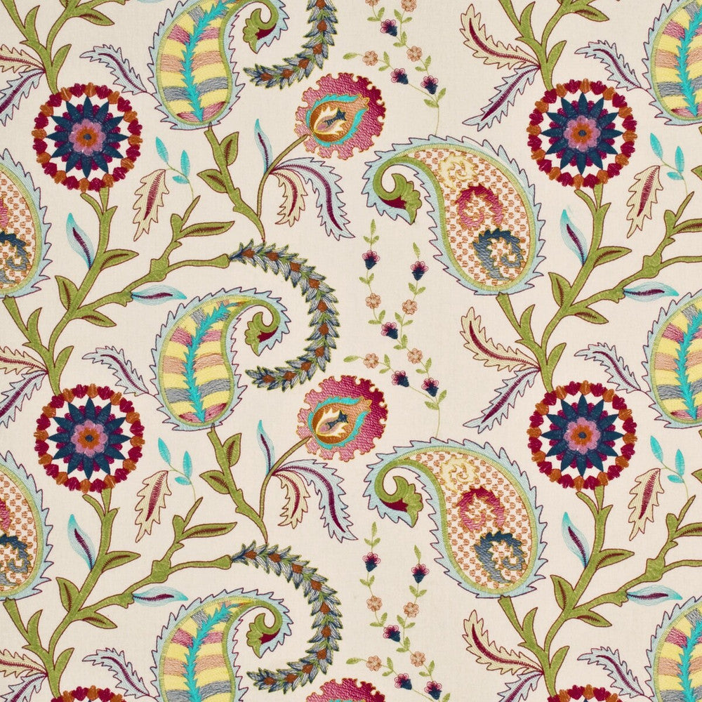 Nara Turquoise/Spring/Sienna by Baker Lifestyle Fabric HOMES & GARDENS II COTTON - 75%;POLYESTER - 25% India - Horizontal: 24.822 and Vertical: 15.366 50.038 - Fabric Carolina -