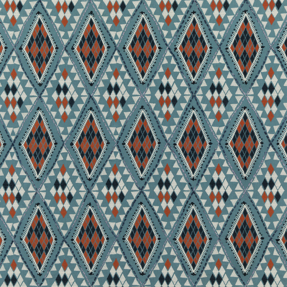 Castelo Indigo/Spice by Baker Lifestyle Fabric HOMES & GARDENS III COTTON - 100% India - Horizontal: 8.274 and Vertical: 14.972 49.644 - Fabric Carolina -