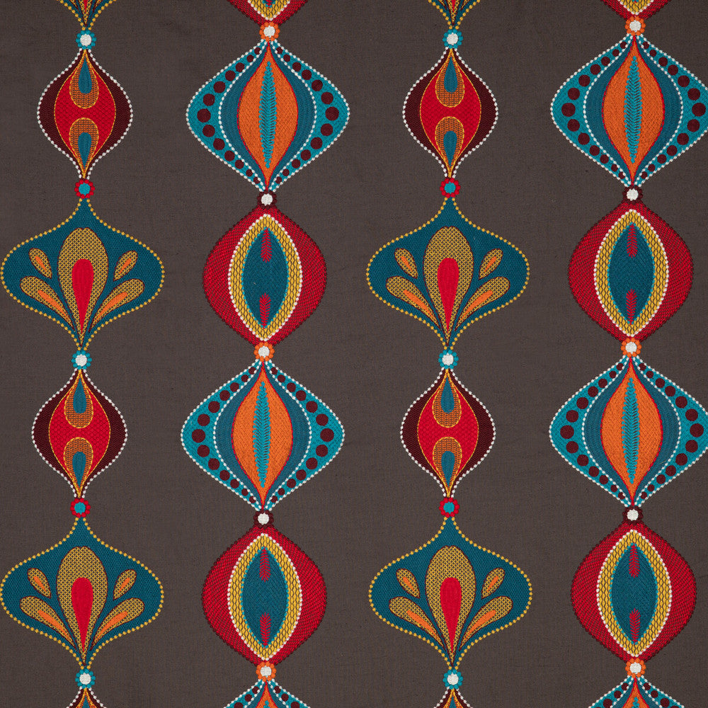 Viva Teal/Spice by Baker Lifestyle Designer Fabric FIESTA POLYESTER - 40%;LINEN - 35%;COTTON - 25% India Horizontal: 17.336 and Vertical: 14.972 52.008 - Swanky Fabrics -