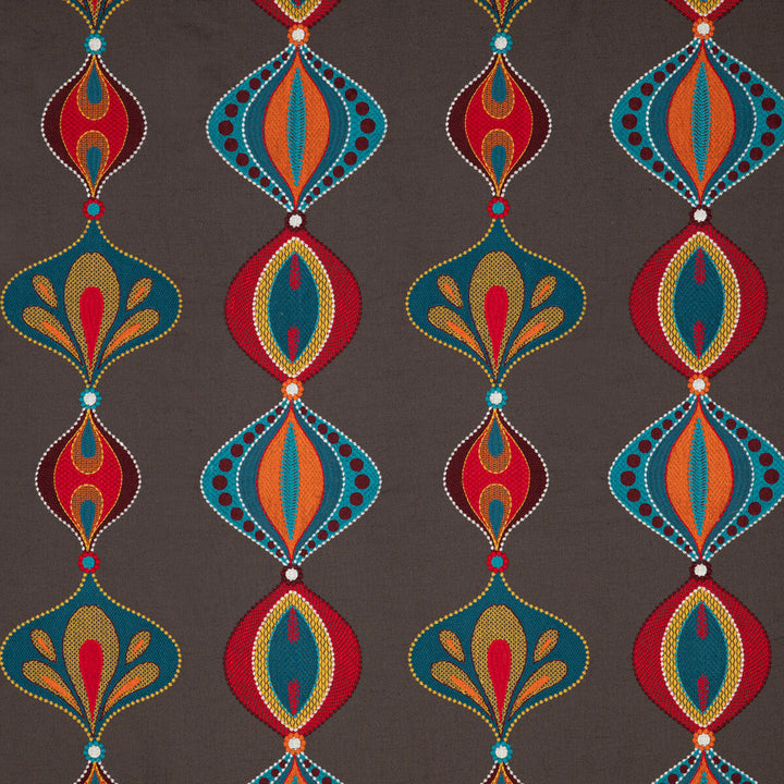Viva Teal/Spice by Baker Lifestyle Designer Fabric FIESTA POLYESTER - 40%;LINEN - 35%;COTTON - 25% India Horizontal: 17.336 and Vertical: 14.972 52.008 - Swanky Fabrics -