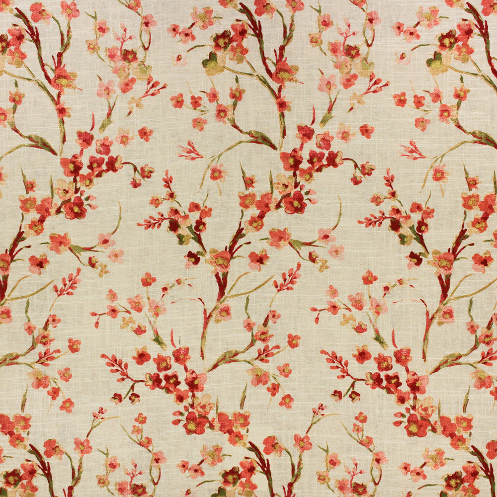 Posies Coral by Richloom Fabric See sample 55% LINEN, 45% VISCOSE USA or Imported 15K </p><p>Repeat: V27" x H13.5" 56" - Fabric Carolina -