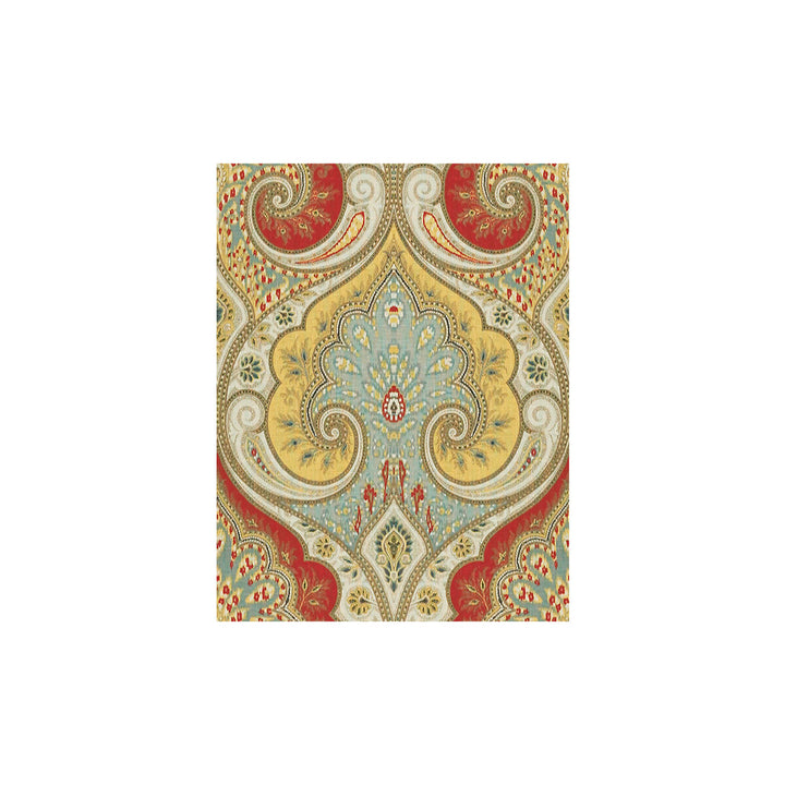 Latika Aqua/Pimento by Baker Lifestyle Fabric THE ECHO DESIGN COLLECTION LINEN - 100% China MEDIUM Horizontal: 13.5 and Vertical: 18 54.5 - Fabric Carolina -