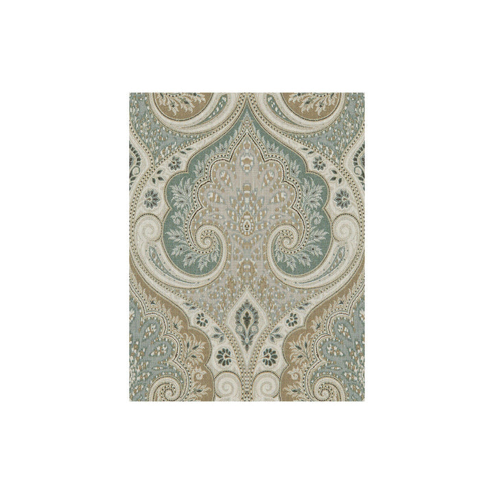 Latika Aqua/Taupe by Baker Lifestyle Designer Fabric ECHO II LINEN - 100% China MEDIUM Horizontal: 13.5 and Vertical: 18 54.5 - Swanky Fabrics -