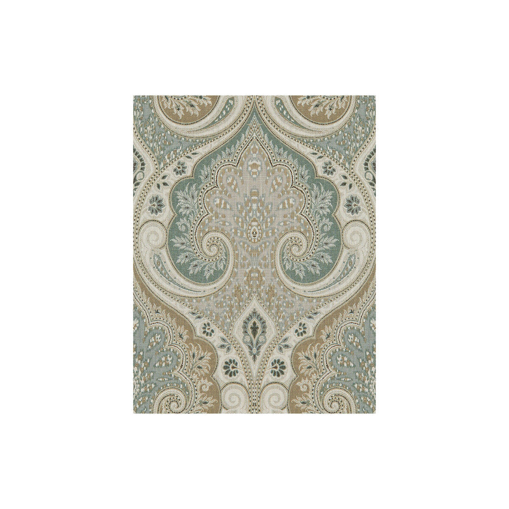Latika Aqua/Taupe by Baker Lifestyle Designer Fabric ECHO II LINEN - 100% China MEDIUM Horizontal: 13.5 and Vertical: 18 54.5 - Swanky Fabrics -