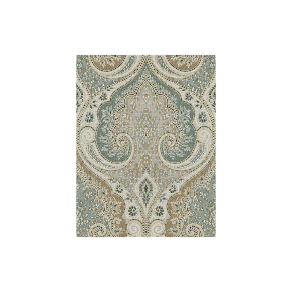 Latika Aqua/Taupe by Baker Lifestyle Fabric Baker Lifestyle Fabric Latika Aqua/TaupeFabric ECHO II LINEN - 100% China </p><p>Repeat: H: 13.5, V: 18 54.5 - Fabric Carolina -