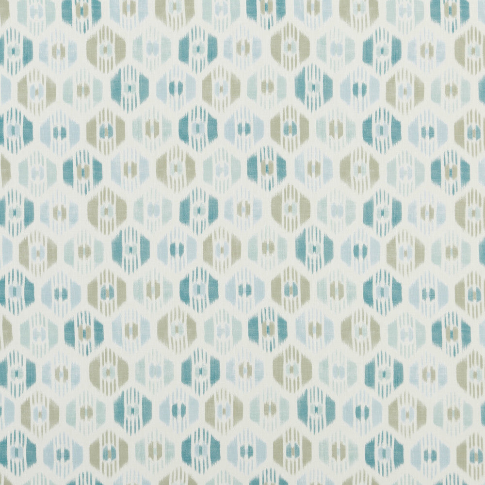 Caribana Aqua by Baker Lifestyle Fabric CARNIVAL COTTON - 90%;LINEN - 10% United Kingdom HEAVY Horizontal: 13.396 and Vertical: 11.82 53.584 - Fabric Carolina -