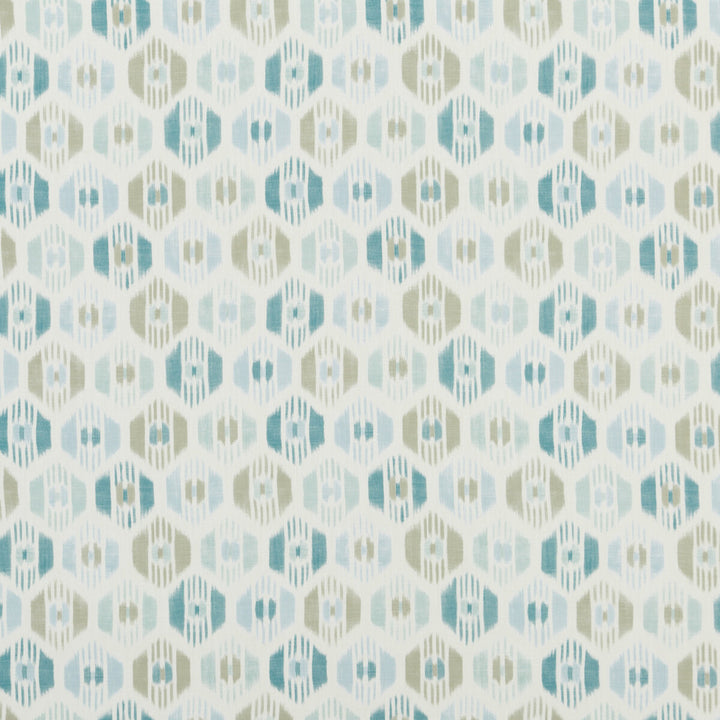 Caribana Aqua by Baker Lifestyle Fabric CARNIVAL COTTON - 90%;LINEN - 10% United Kingdom HEAVY Horizontal: 13.396 and Vertical: 11.82 53.584 - Fabric Carolina -