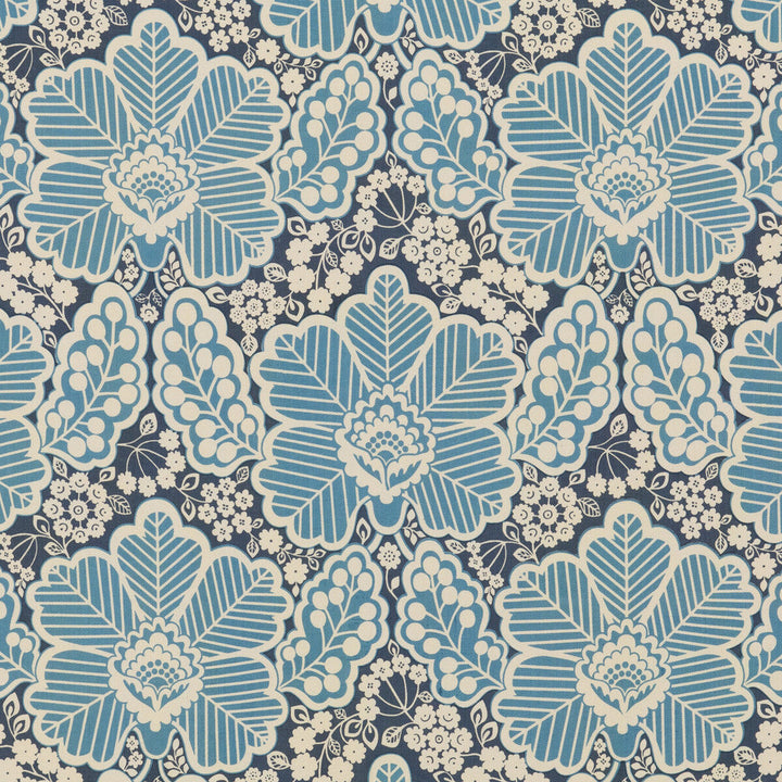 Arbour Indigo by Baker Lifestyle Designer Fabric BLOCK PARTY COTTON - 100% India Horizontal: 17.336 and Vertical: 17.73 52.796 - Swanky Fabrics -