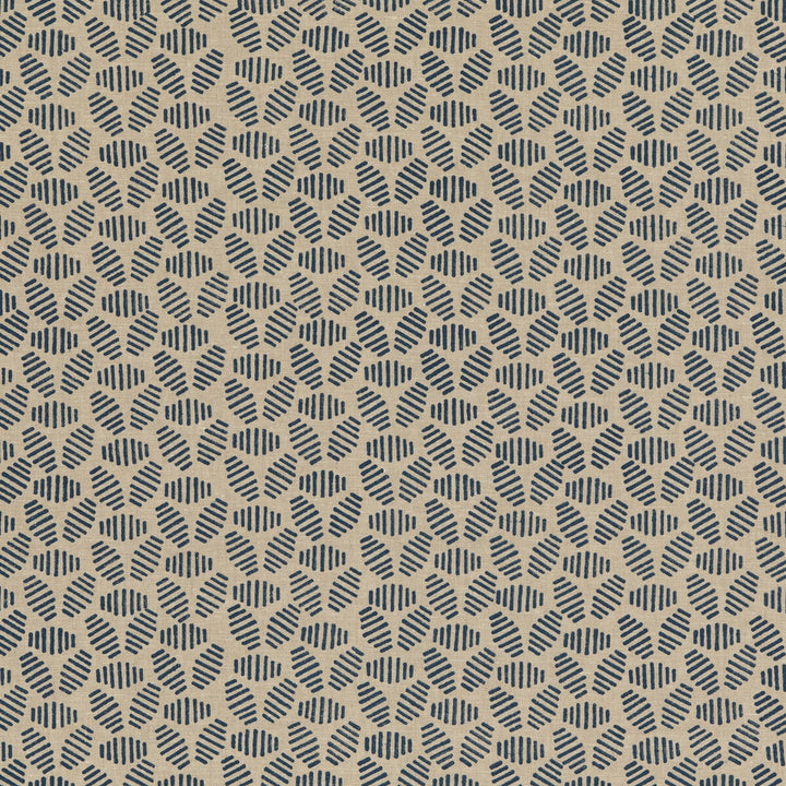 Bumble Bee Indigo by Baker Lifestyle Fabric BLOCK PARTY LINEN - 100% India - Horizontal: 4.728 and Vertical: 2.364 52.796 - Fabric Carolina -