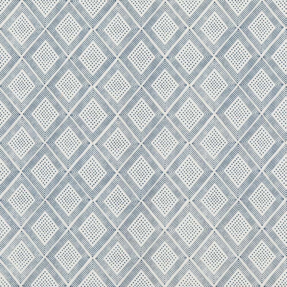 Block Trellis Indigo by Baker Lifestyle Fabric BLOCK PARTY COTTON - 59%;LINEN - 41% India Horizontal: 5.122 and Vertical: 5.91 52.796 - Fabric Carolina -