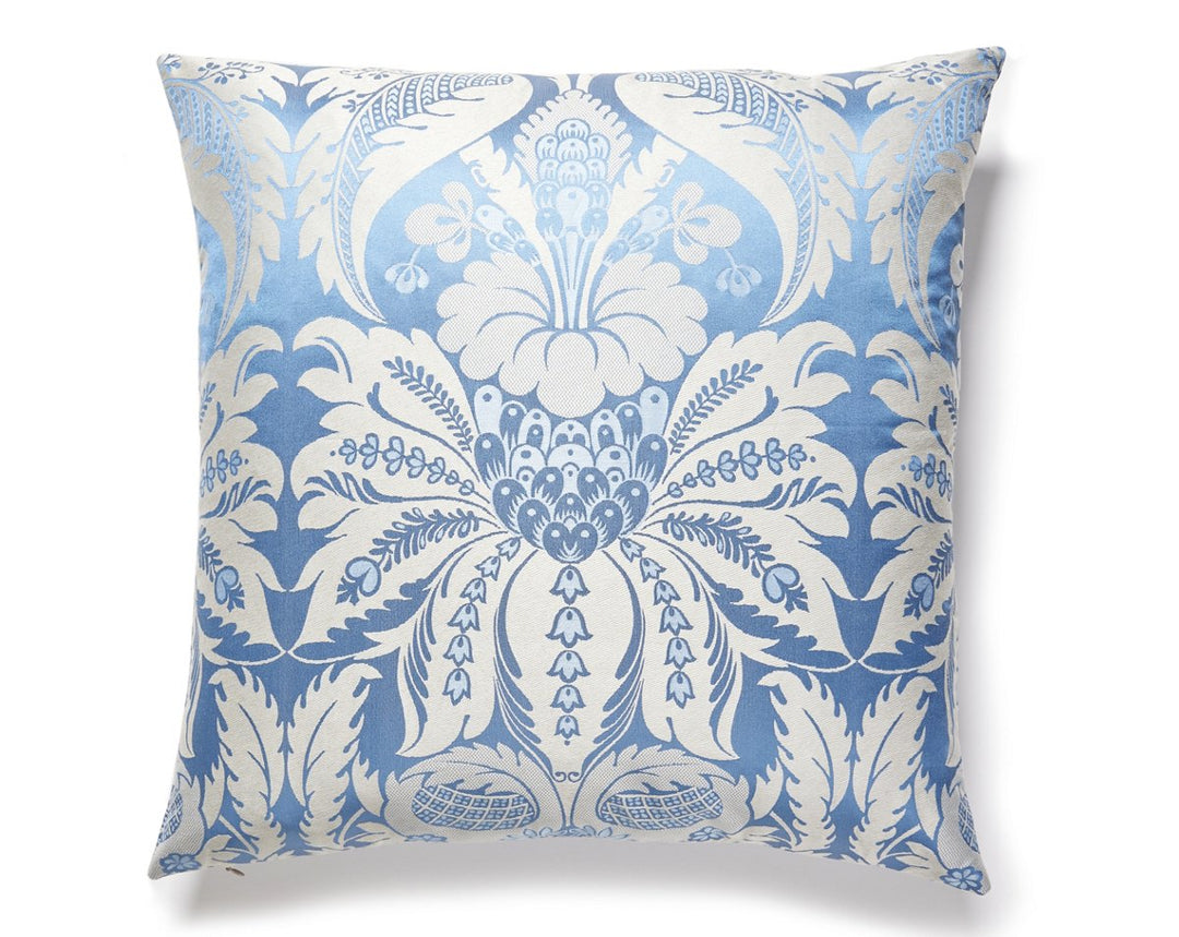 Estate Damask Pillow 22 X 22 - Blue Jay PQSDDK18650002 by Scalamandre Designer Pillow